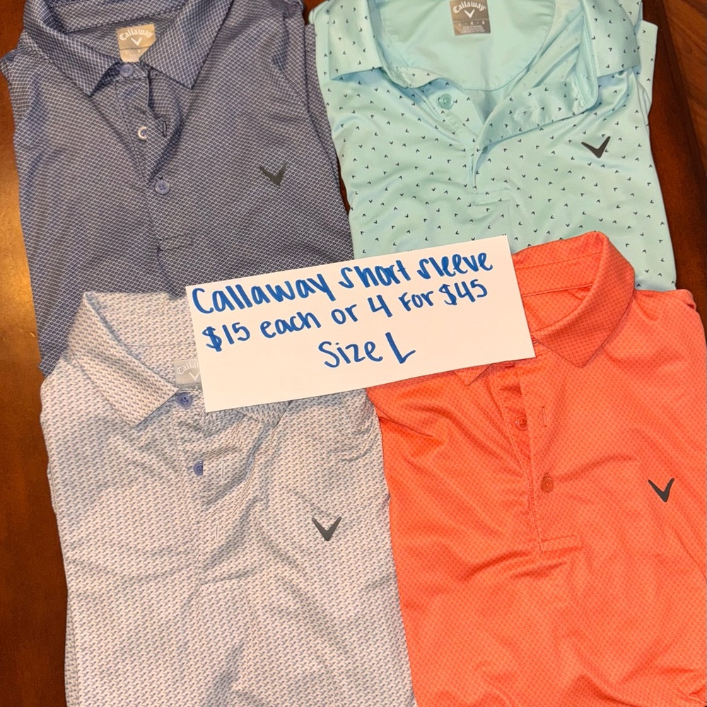 Callaway Men's Polo Shirt - Blue, Light Blue, Coral, White